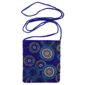 Crossbody Deco Circle Beaded Bag in Navy.